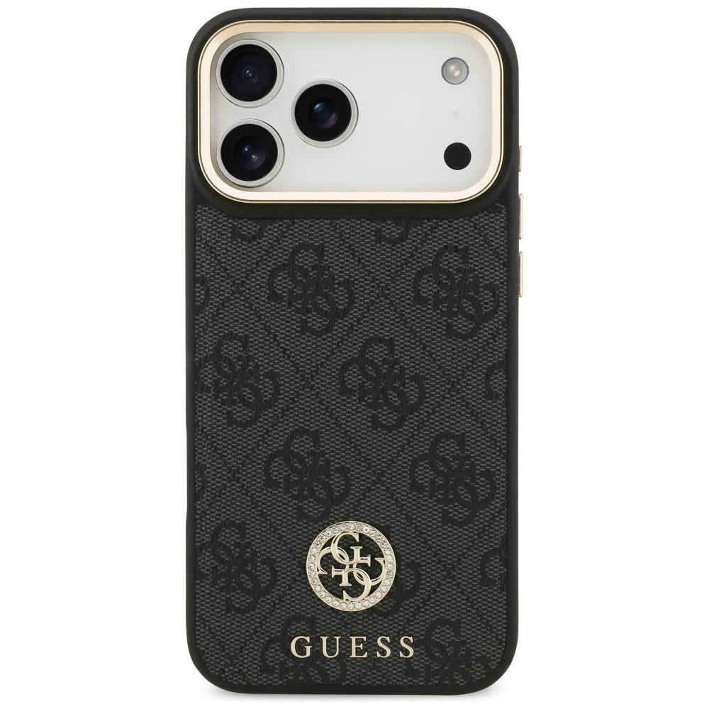 Guess - 4G Strass Logo with Big Strap Metal Button MagSafe (GUHMP17XP4G4DCSK) - iPhone 17 Pro Max - Black