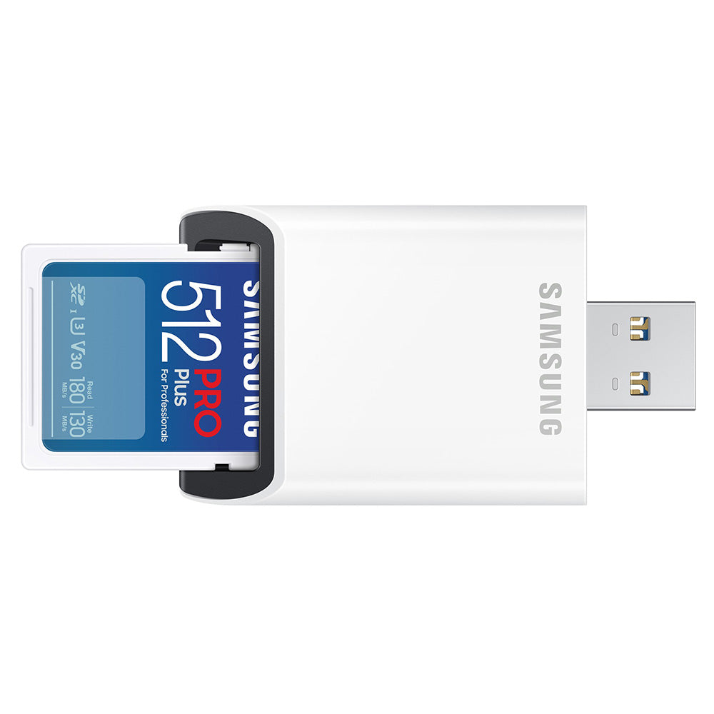 - Memory Card PRO Plus + Reader Full Size (MB-SD512SB/WW) - SDXC, 512GB, UHS-I, U3, V30, A2, 180MB/s - Blue/White