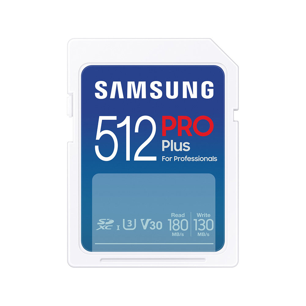 - Memory Card PRO Plus + Reader Full Size (MB-SD512SB/WW) - SDXC, 512GB, UHS-I, U3, V30, A2, 180MB/s - Blue/White