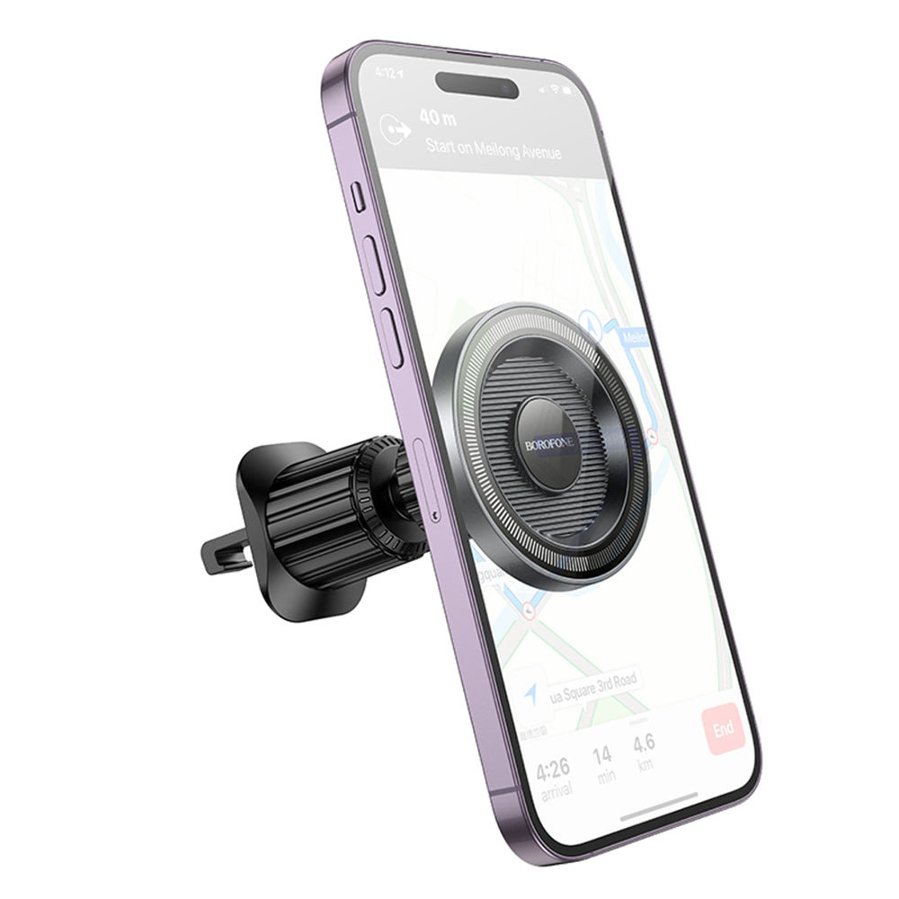 Borofone - Car Holder Profit (BH122) - Magnetic, for Air Vent, 360° Adjust, 4.5–7 inch Phones - Black / Gray