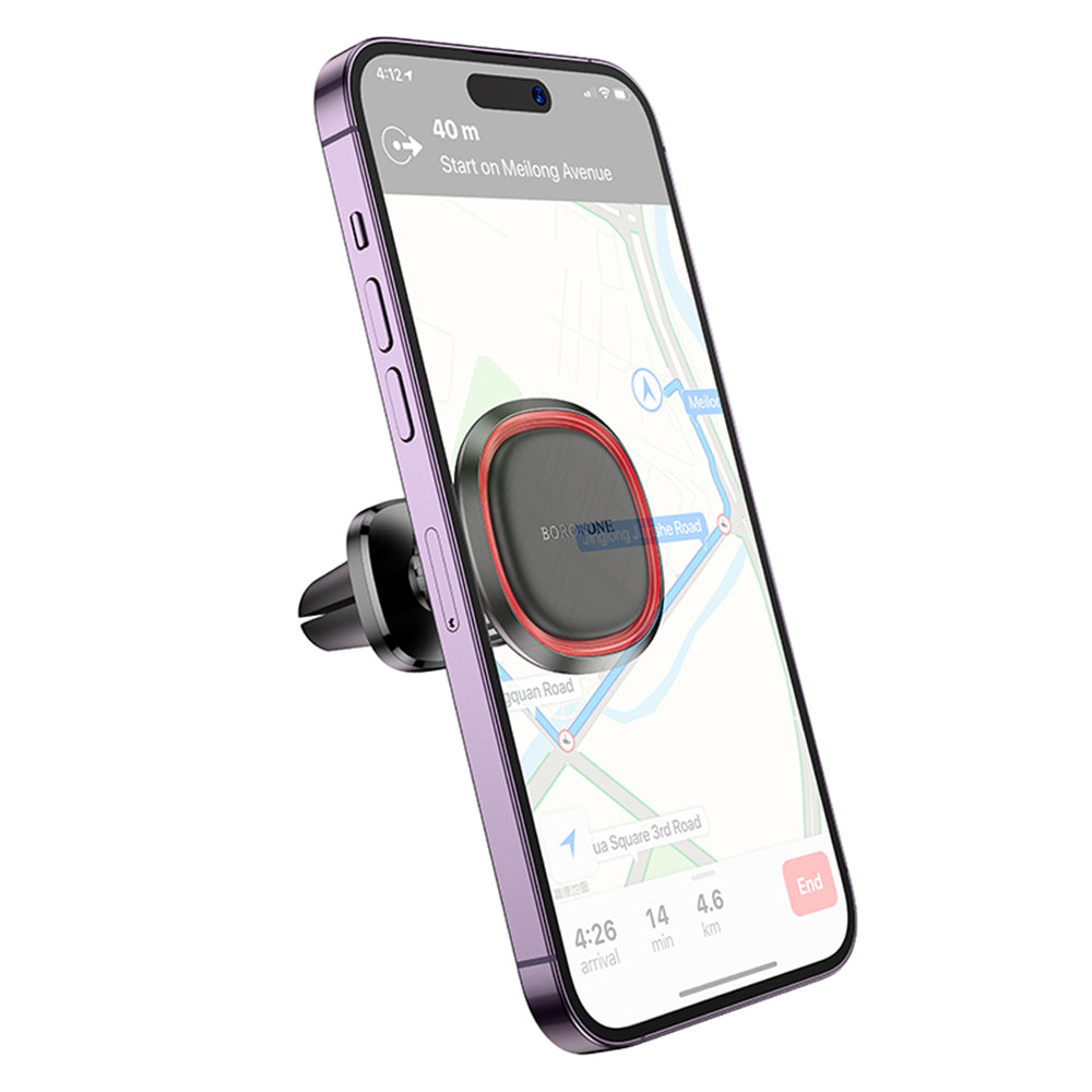 Borofone - Car Holder Roman (BH124) - Magnetic, for Air Outlet, 360° Adjust, 4.5–7 inch Phones - Black / Gray