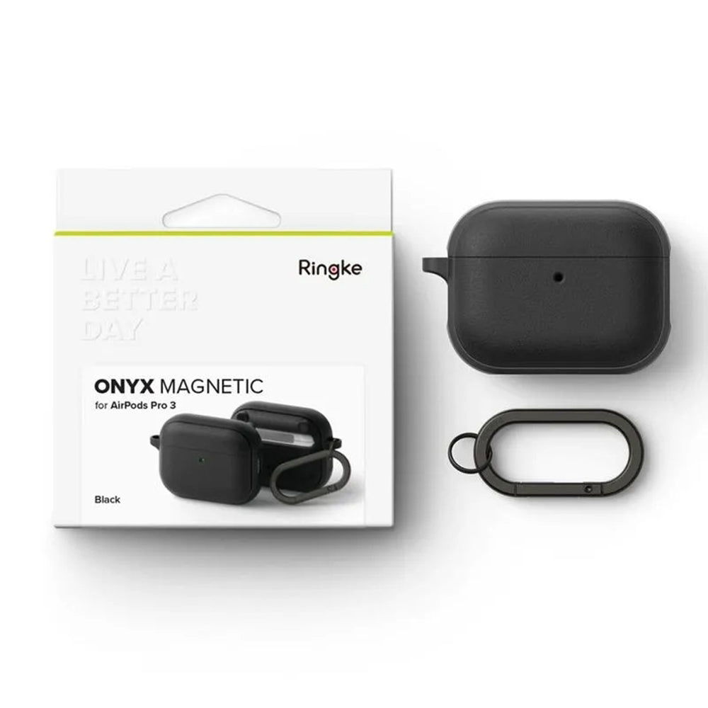 Ringke - Protection Case Onyx Magnetic - for AirPods Pro 3, Non-Slip Texture, Carabiner Hole - Black