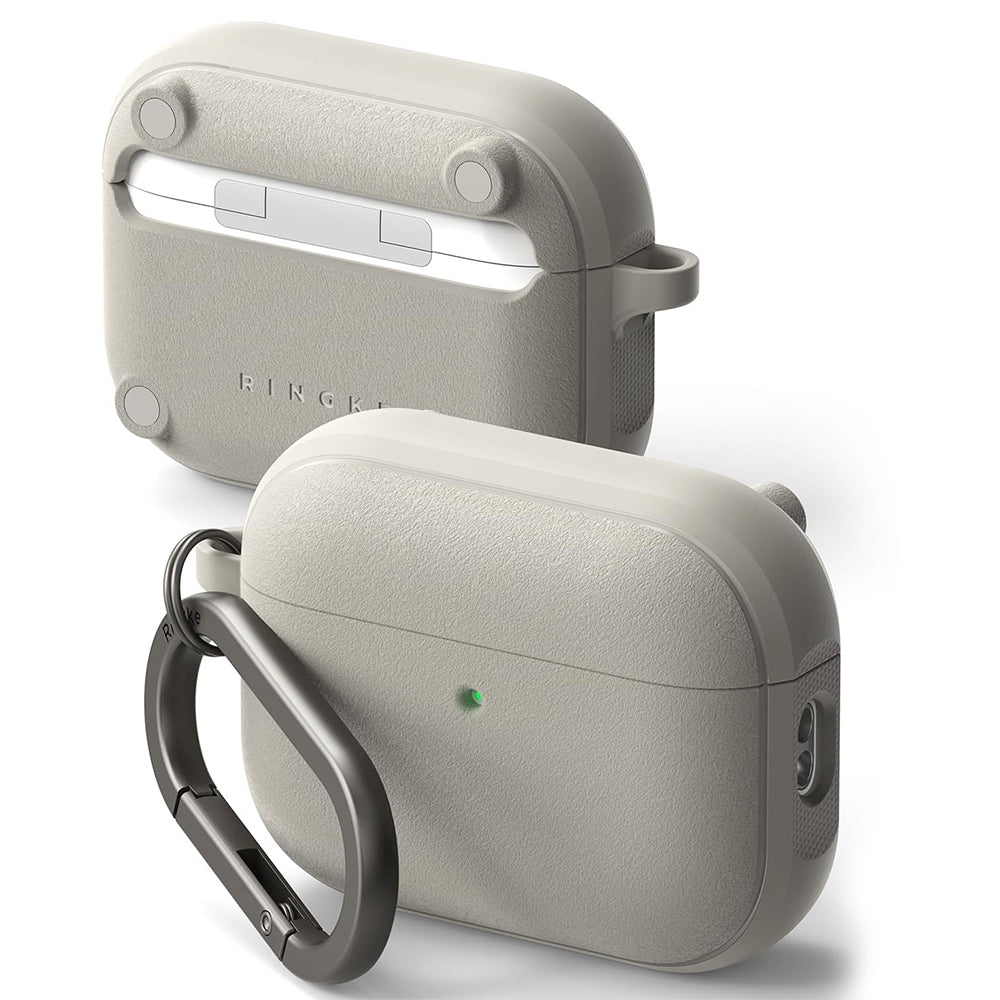 Ringke - Protection Case Onyx Magnetic - for AirPods Pro 3, Non-Slip Texture, Carabiner Hole - Warm Gray