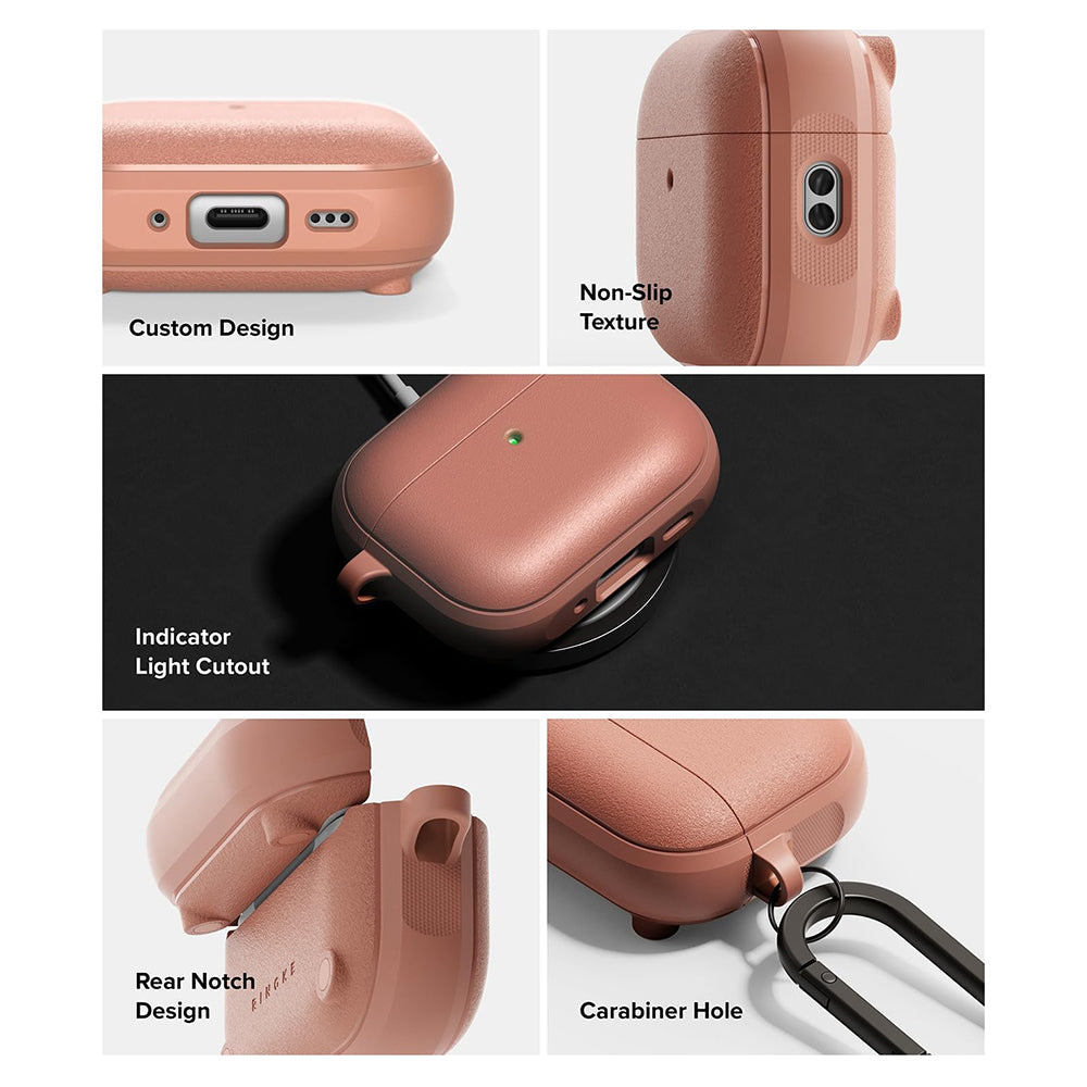 Ringke - Protection Case Onyx Magnetic - for AirPods Pro 3, Non-Slip Texture, Carabiner Hole - Constant Coral