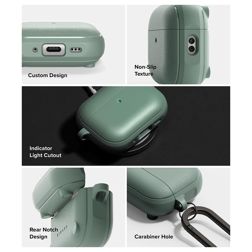 Ringke - Protection Case Onyx Magnetic - for AirPods Pro 3, Non-Slip Texture, Carabiner Hole - Sage Green
