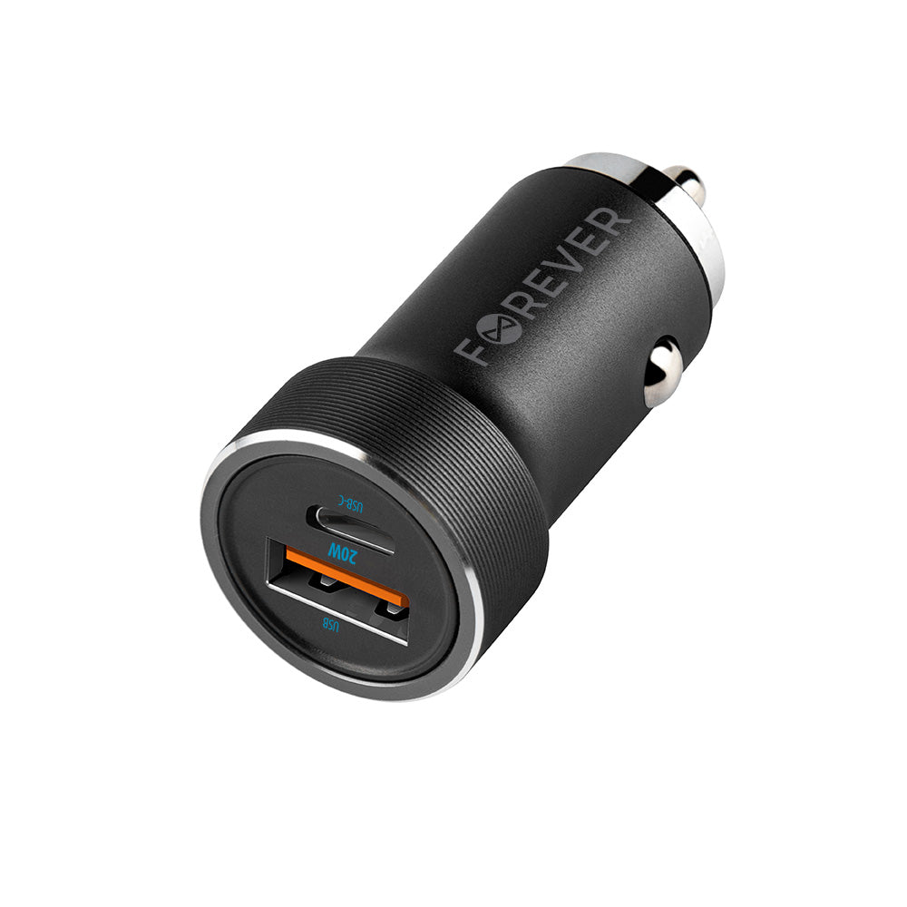 Forever CC‑06 Φορτιστής Αυτοκινήτου USB‑C + USB‑A, PD 3.0 & QC 3.0, 20 W – Μαύρος