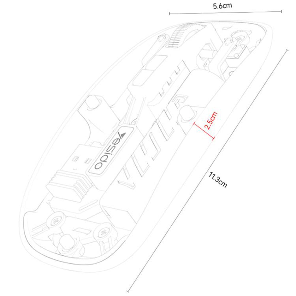 Yesido - Wireless Mouse (KB29) - Type-C, BT+ 2.4G Connection, 800/1200/1600DPI, 400mAh - Black