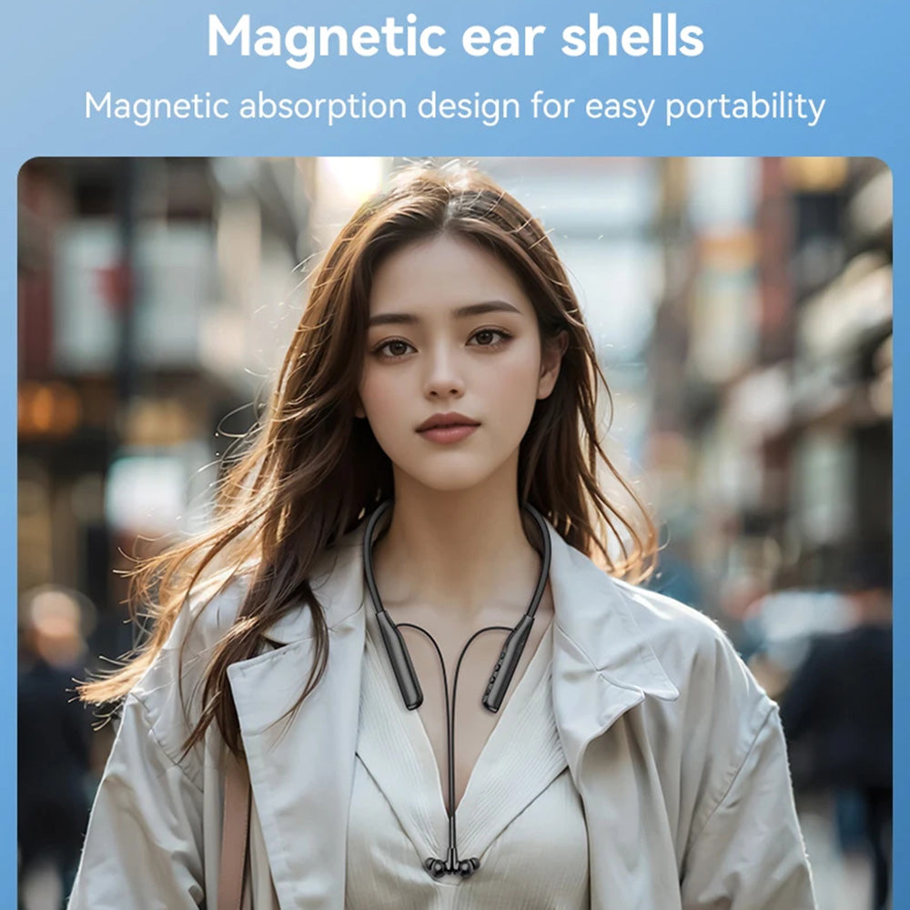 Yesido - Wireless Earbuds (YSP22) - Magnetic, Neckband Design, with Bluetooth V5.3, 500mAh, Type-C - Black