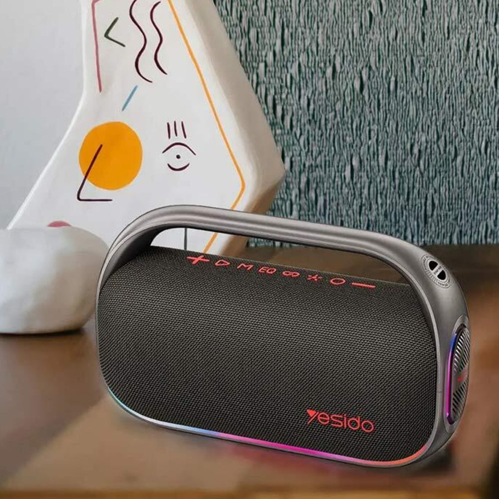 Yesido - Wireless Speaker (YSW31) - RGB Lighting Effect, Bluetooth 5.0, 80W, 8000mAh, Waterproof - Black