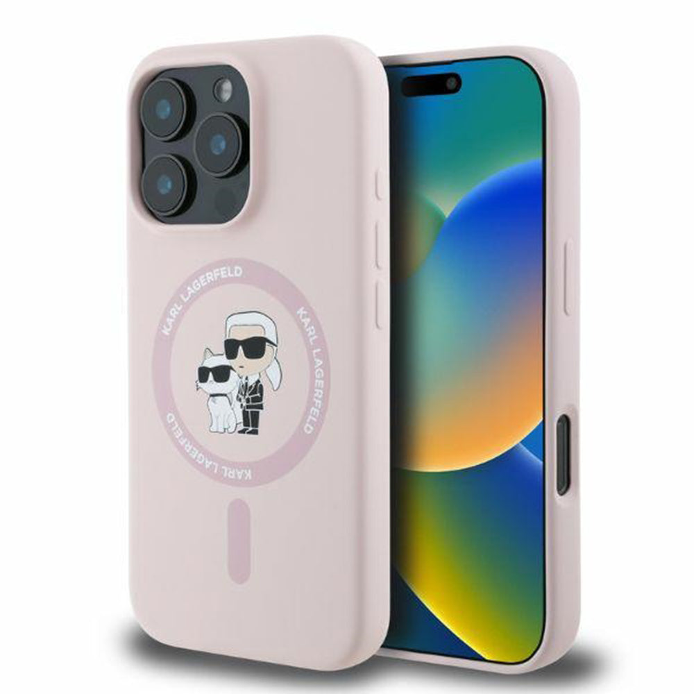 Karl Lagerfeld - Silicone KC Body Ring MagSafe (KLHMP16XSCMKCRHP) - iPhone 16 Pro Max - Pink