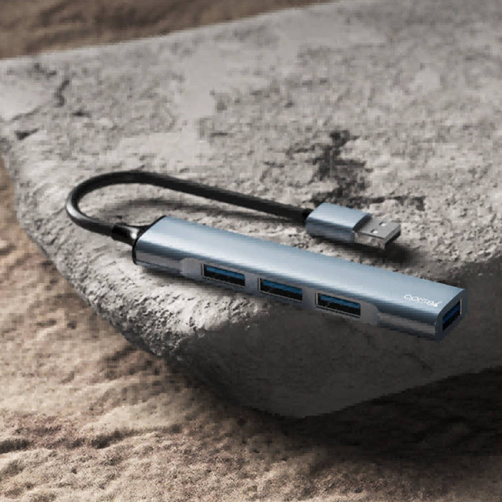 Yesido - Docking Station 4in1 (HB18) - USB to 1x USB3.0, 3x USB2.0, Plug&Play, 5Gbps, Aluminum Alloy - Gray