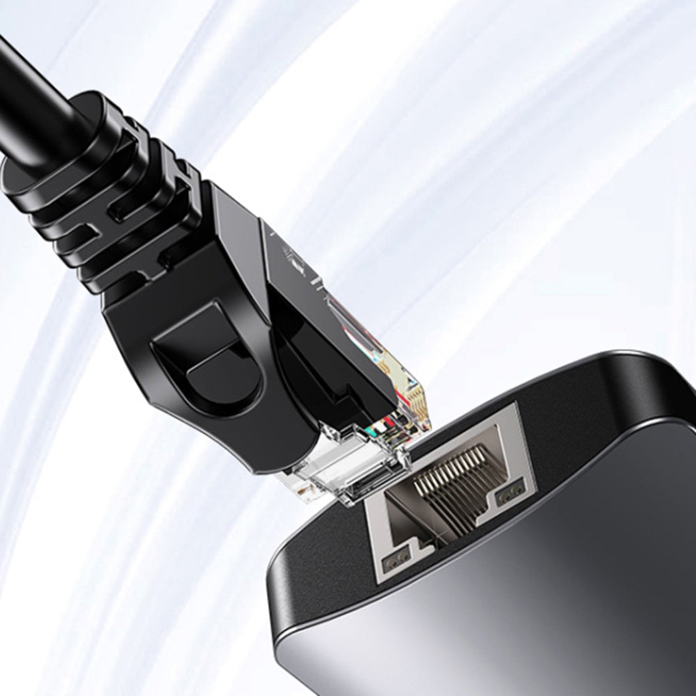 Yesido - Docking Station (HB15) - Type-C to 2x USB, USB-C, SD/TF Card, RJ45, 1000Mbps, Plug & Play - Gray