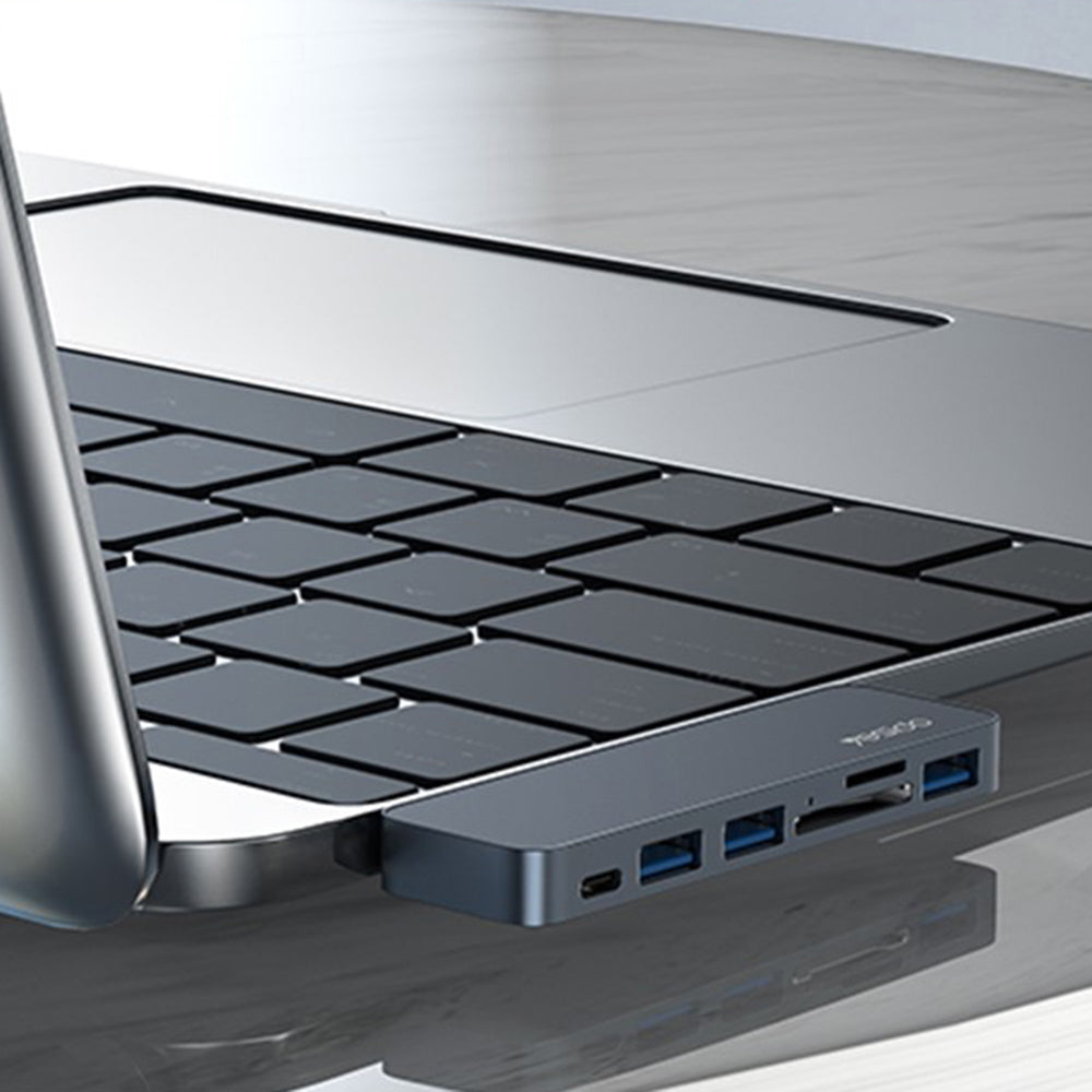 Yesido - Docking Station 6in1 (HB10) - 2x Type-C to 3x USB, USB-C, SD/TF, 6in1 Splitter, Fast Charging, 96W, 5Gbps - Gray