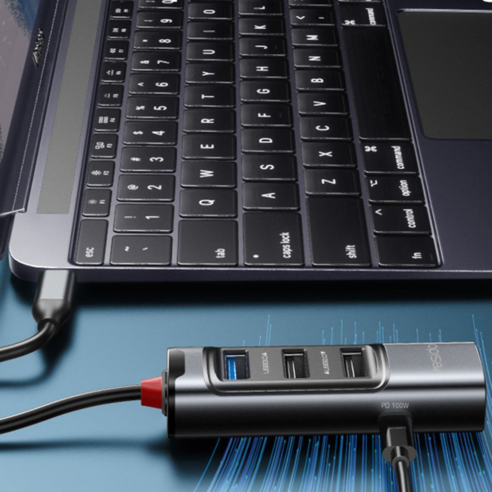 Yesido - Docking Station 5in1 (HB23) - Type-C to 3x USB, USB-C, DisplayPort, PD100W, Fast Charge, 4K@30Hz, 5Gbps - Gray