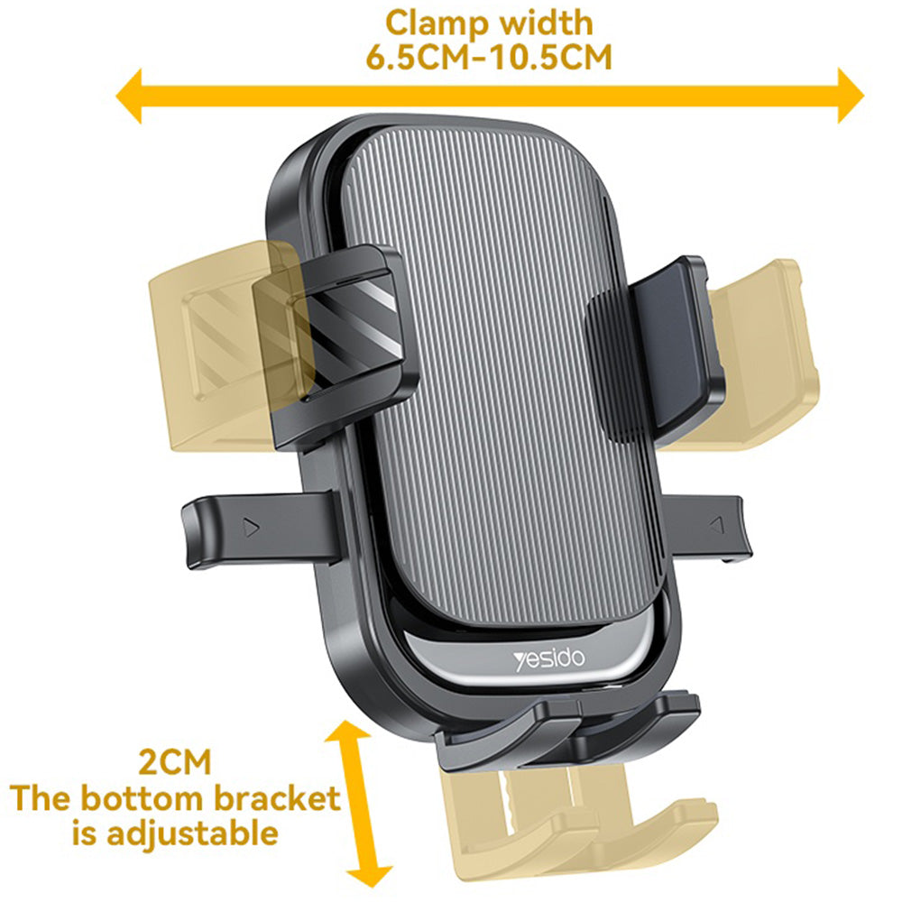 Yesido - Car Holder (C267) - for Dashboard/Windshield, 360, with Telescopic Clamp Arm, Easy Extending Clip, Non-slip - Black