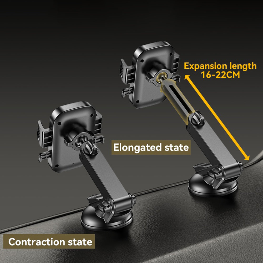 Yesido - Car Holder (C267) - for Dashboard/Windshield, 360, with Telescopic Clamp Arm, Easy Extending Clip, Non-slip - Black
