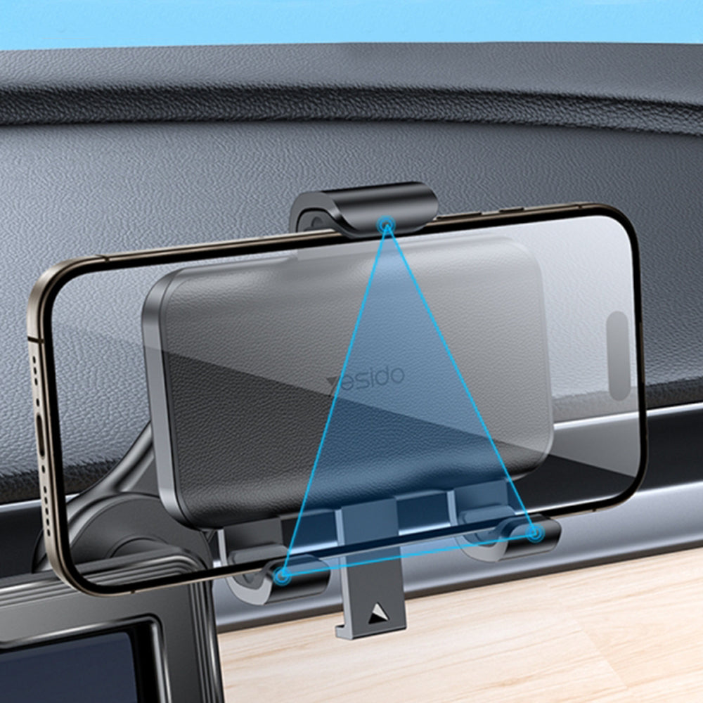 Yesido - Car Holder (C250) - For Computer Screen Corner, 360°, Snap-on Press Clip, Non-Slip, 4.7 - 6.8inch Phone - Black