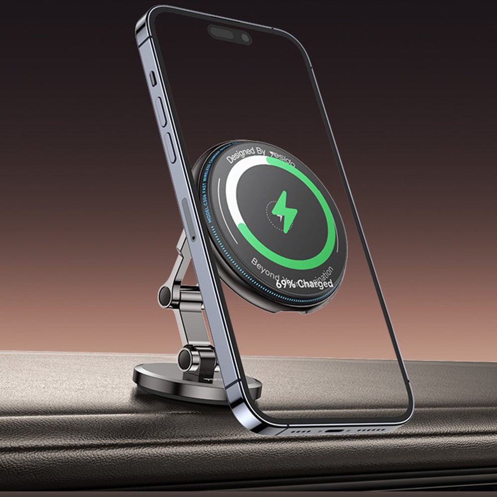 Yesido - Car Holder with Wireless Charging (C306) - for Dashboard, Anti Shake, Zinc Alloy, 15W - Black