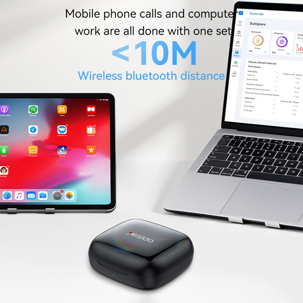 Yesido - Wireless Earbuds (YSP24) - with Bluetooth V5.4, Open-ear Design, Three-band Prominence, Touch, 400mAh, USB-C - Black