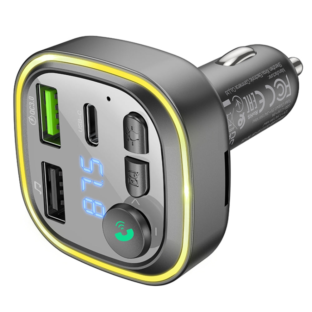Borofone - FM Modulator and Car Charger Broad (BC48) - Bluetooth V5.0, 2x USB, Type-C, QC3.0, 18W, U-Disk - Black