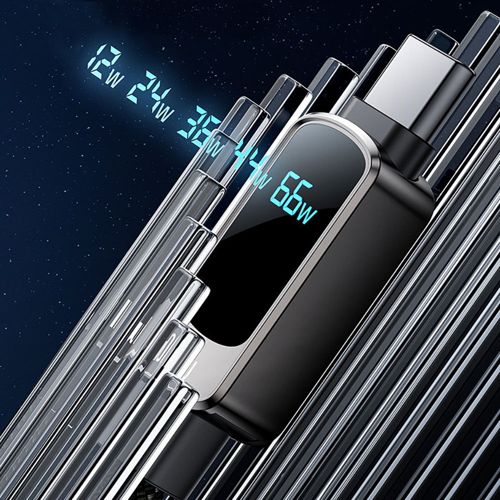 Yesido - Data Cable (CA128C) - with LED Power Display, USB to Type-C, Fast Charge, 66W, 5A, 480Mbps, 1.2m - Black