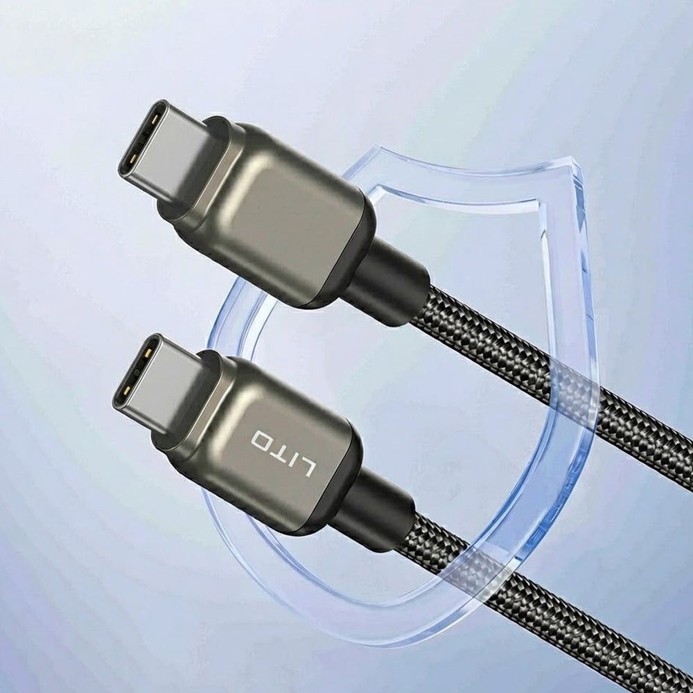 Lito - Data Cable (LD17) - Type-C to Type-C, Fast Charging, Braided Nylon - Black