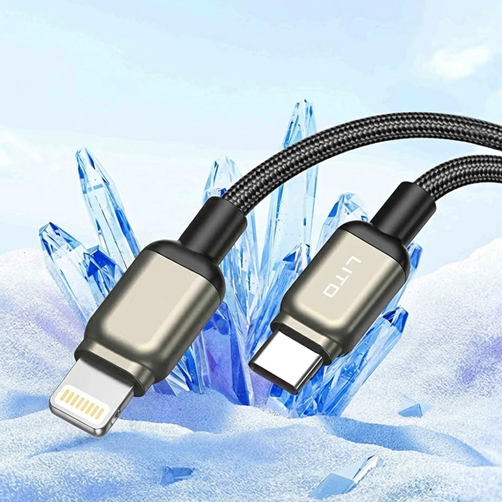 Lito - Data Cable (LD17) - Type-C to Lightning, Fast Charging, Braided Nylon - Black