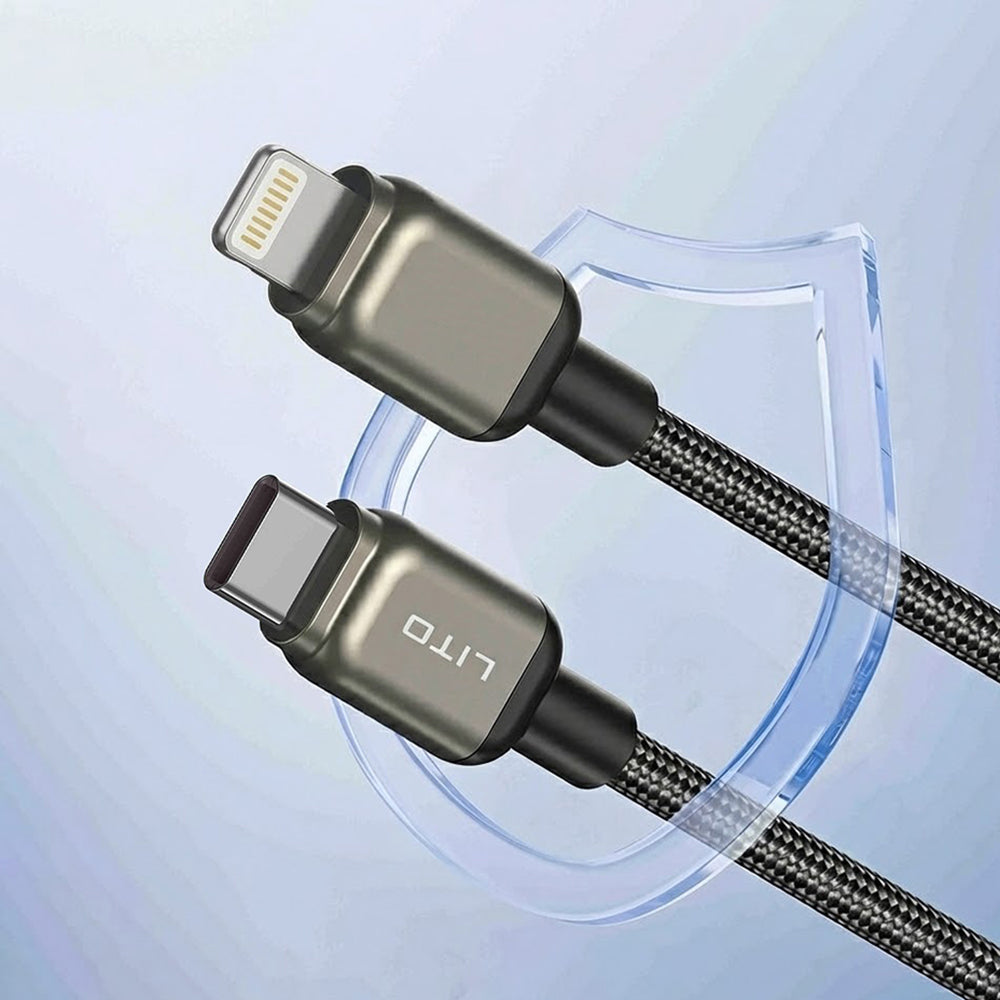 Lito - Data Cable (LD17) - Type-C to Lightning, Fast Charging, Braided Nylon - Black