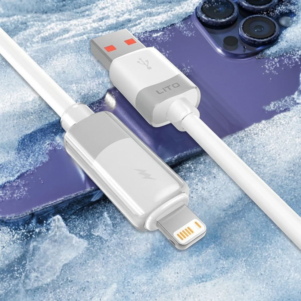 Lito - Data Cable Liquid Silicone (LD07) - USB to Lightning, Fast Charging 60W, Anti-freeze, Anti-fire - White