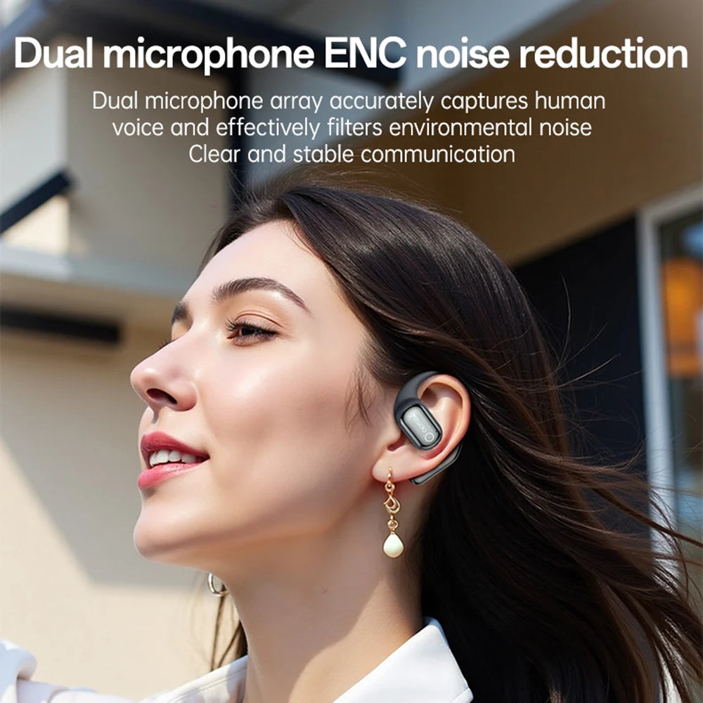 Yesido - Wireless Earbuds (YSP26) - with Bluetooth V5.4, LCD, Open-ear Design, 14.2mm Speaker, 500mAh - Black