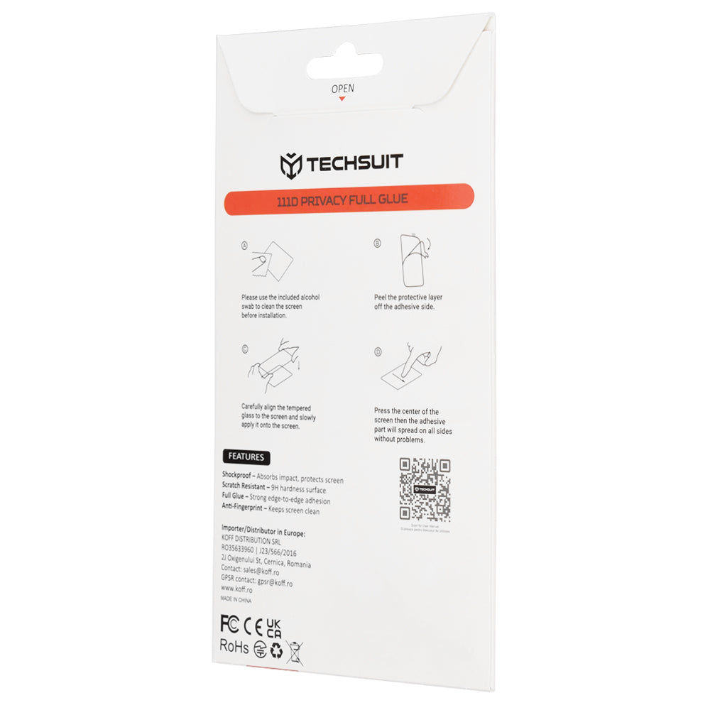 Techsuit - 111D Privacy Full Glue - iPhone 12 / iPhone 12 Pro - Black