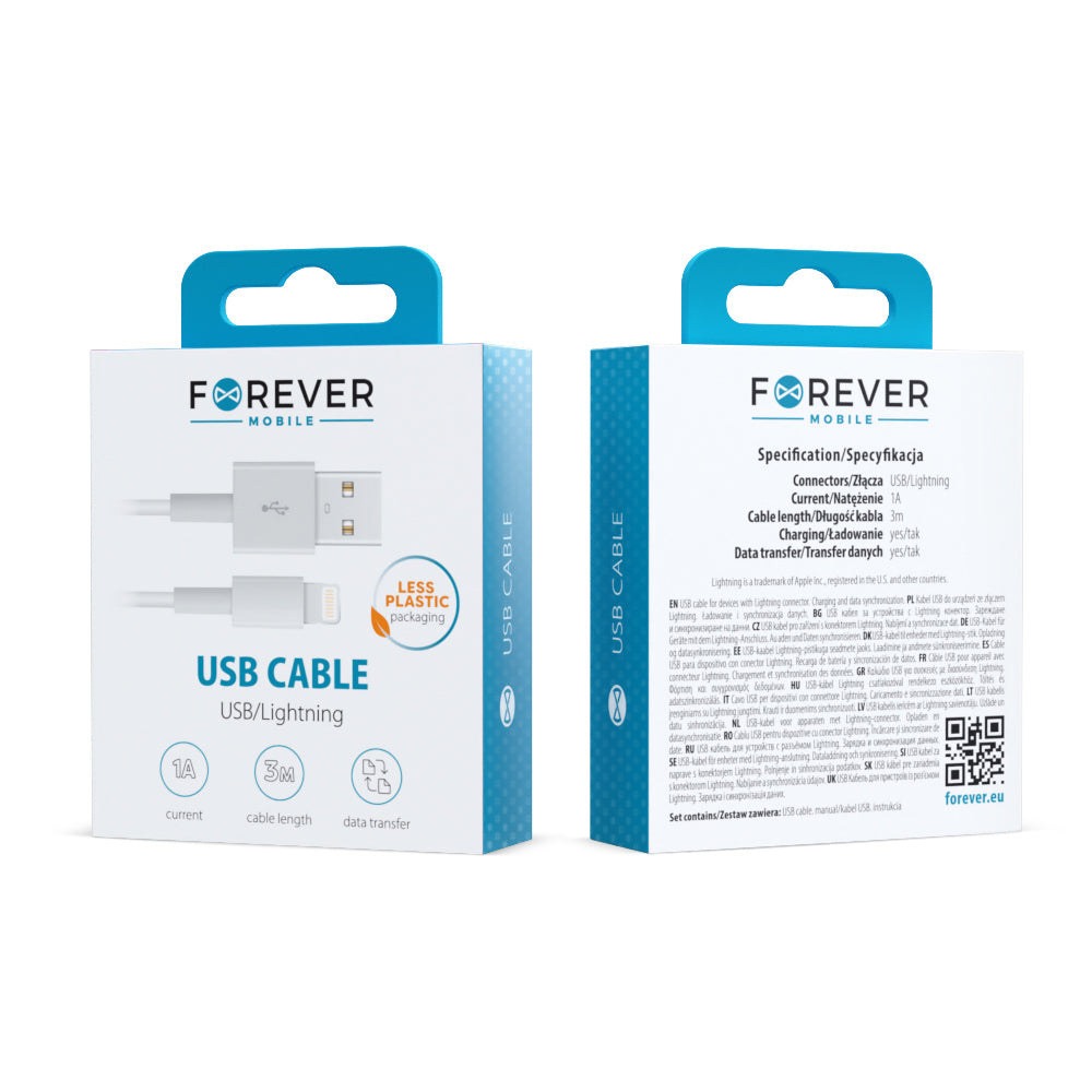 Forever - USB to Lighting Cable 1A 3m - White