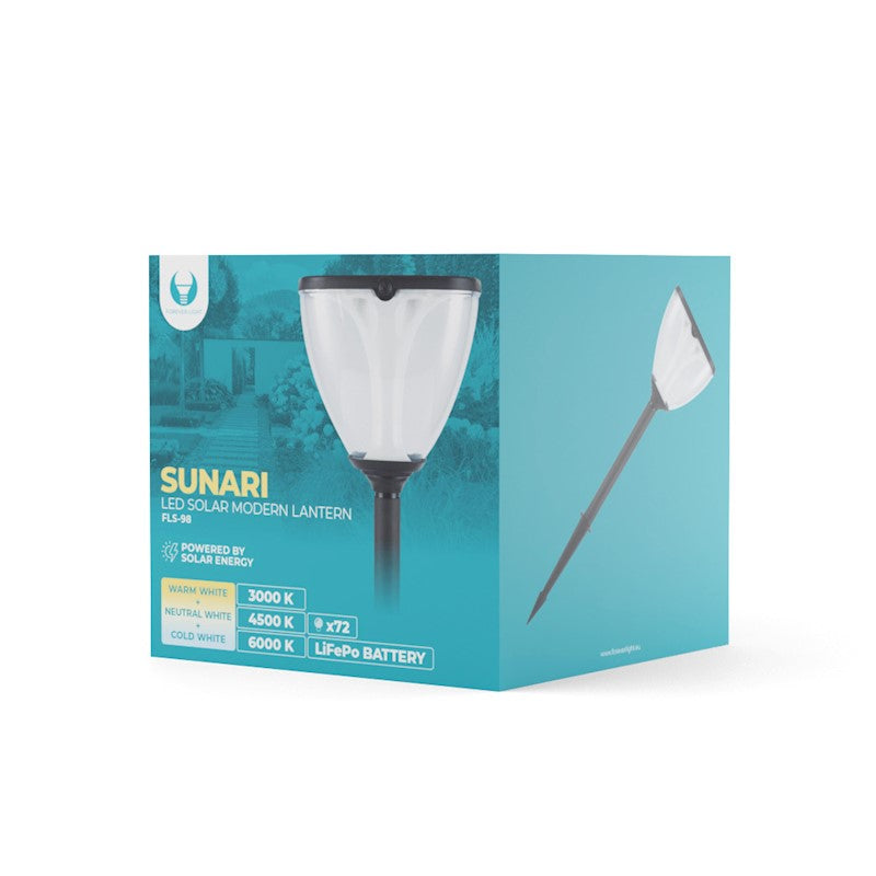 Forever Light Solar LED Lamp SUNARI FLS-98 MODERN Post 3000K+6000K 2200mAh - Φωτιστικό LED Εξωτερικού Χώρου σε Μαύρο χρώμα