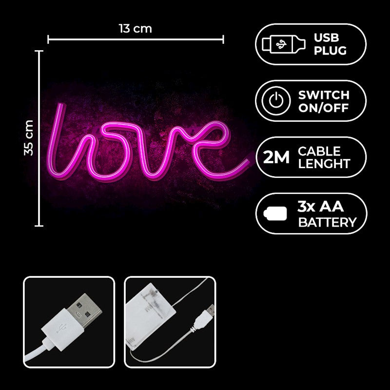 Forever Neon LED Light Love pink Bat