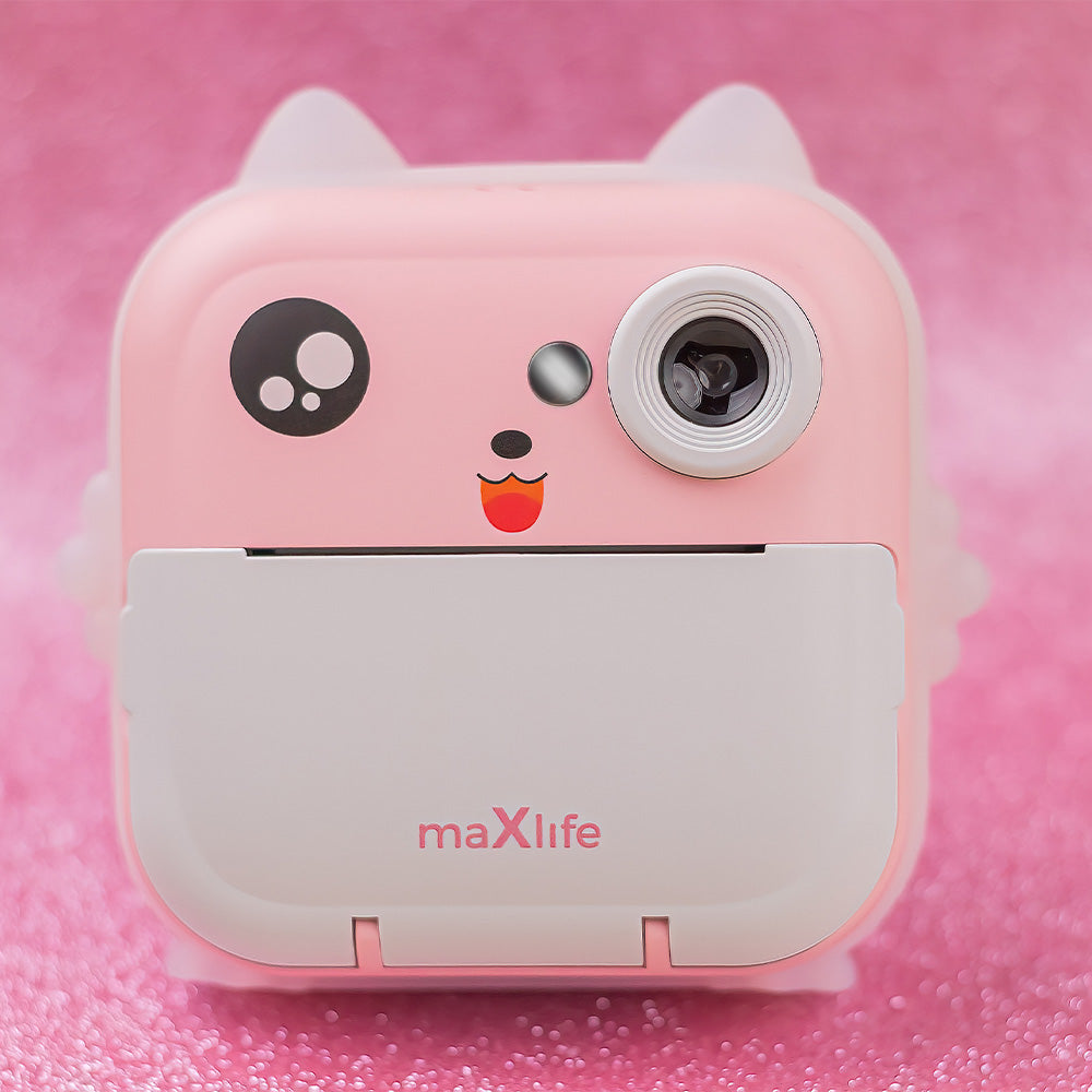 Maxlife printing camera MXPC-100 pink - Παιδική ψηφιακή φωτογραφική μηχανή στιγμιαιας εκτύπωσης σε ροζ χρώμα
