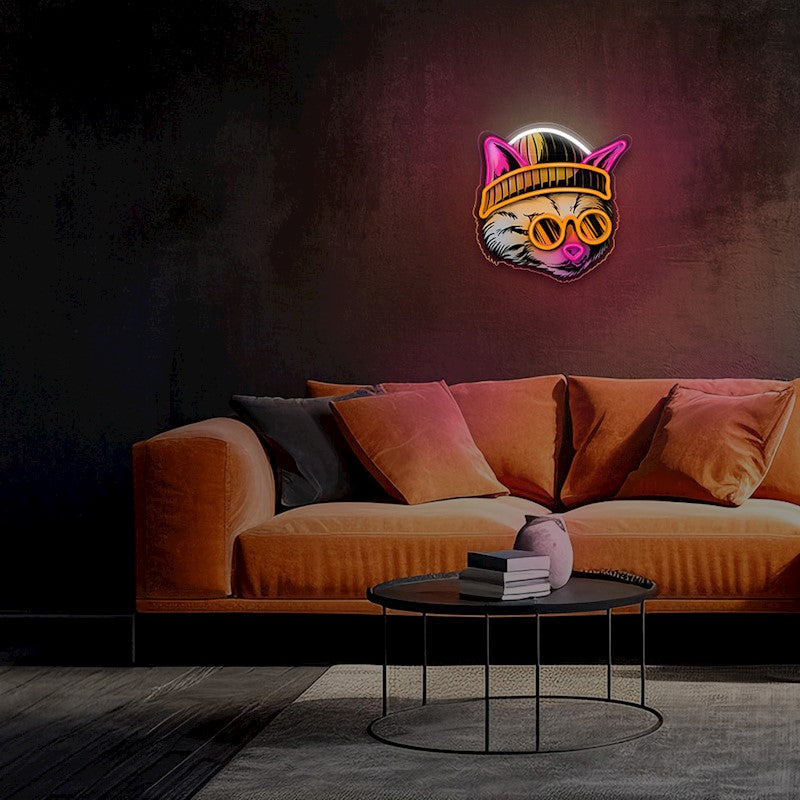 Forever Light Neon Art LED Cat Dreamer - Διακοσμητικό φωτιστικό τοίχου