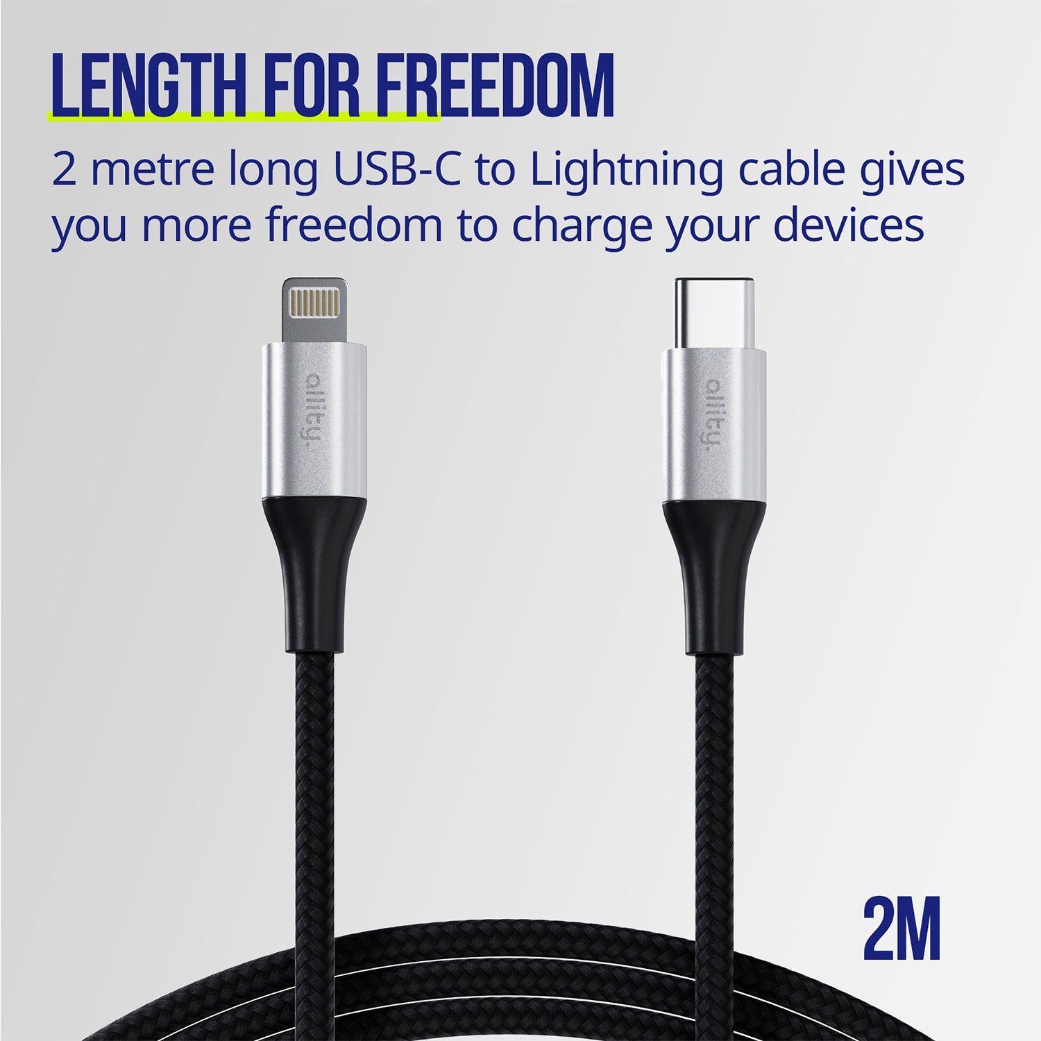 Καλώδιο Allity AUC-01 USB-c - lightning 2,0 m 27W μαύρο