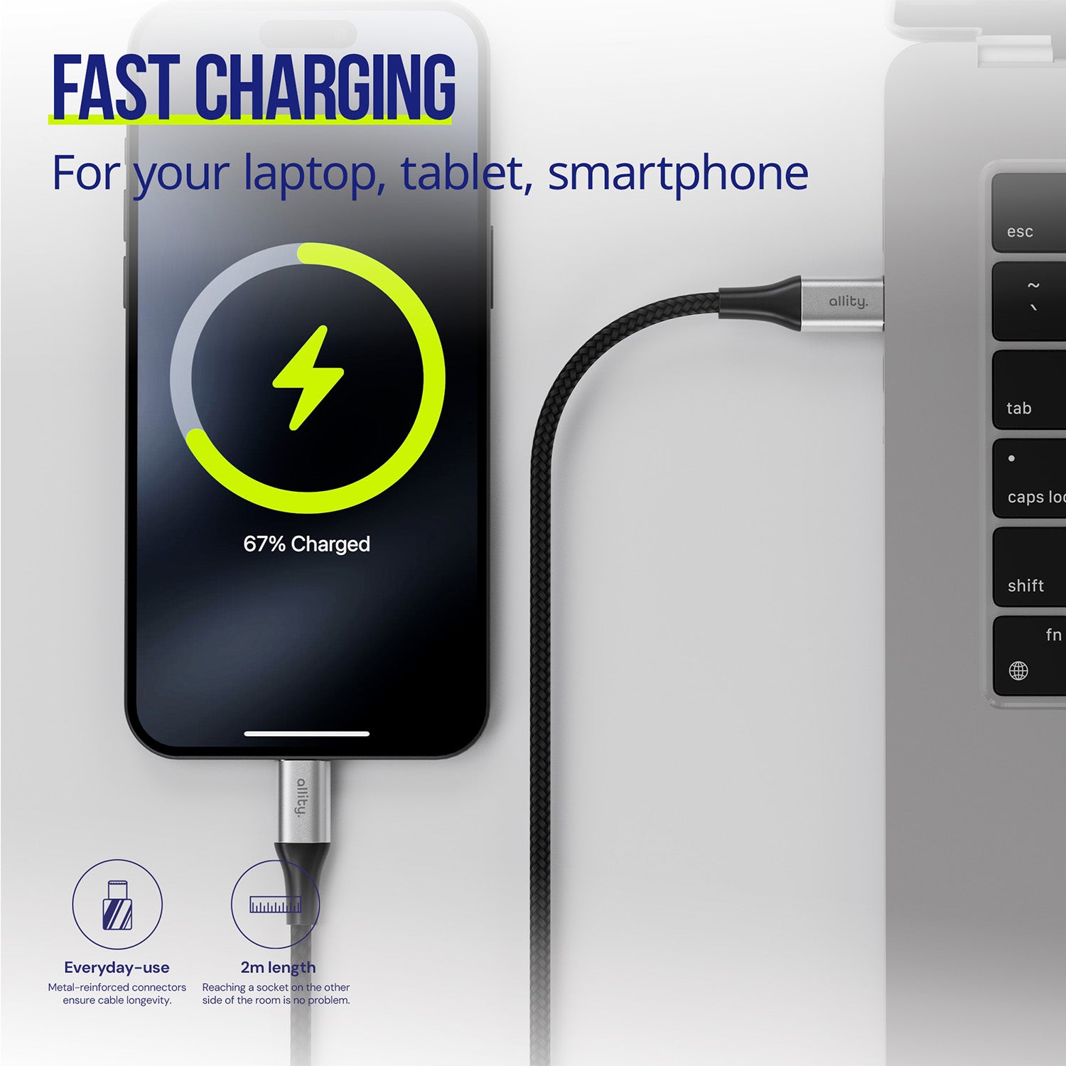 Καλώδιο Allity AUC-01 USB-c - USB-c 1,0 m 100W μαύρο