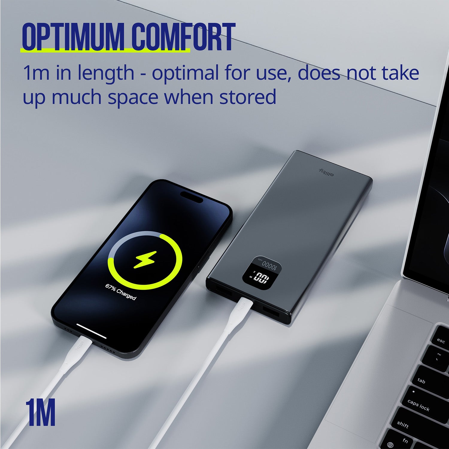 Καλώδιο Allity AUC-02 USB-c - USB-c 1,0 m 100W λευκό