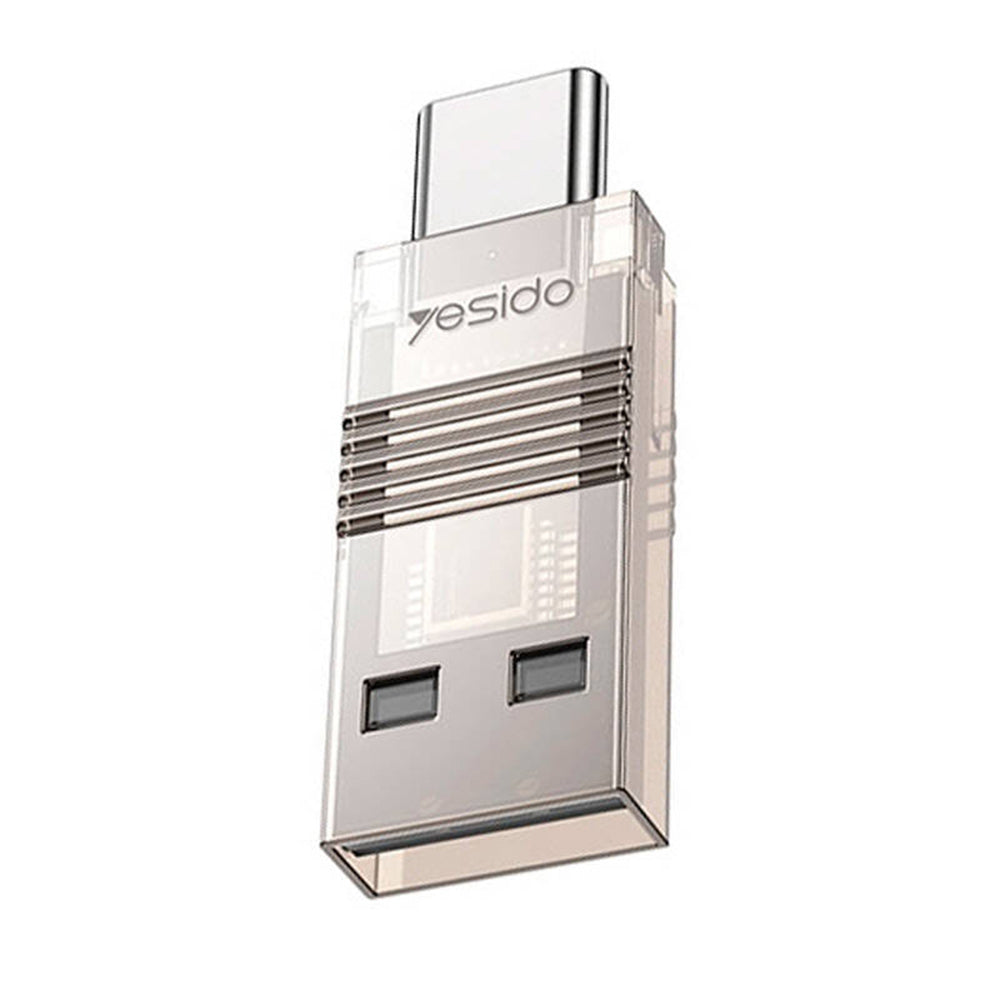 Yesido - Card Reader (GS21) - USB to Type-C, TF Card, 480Mbps - Transparent