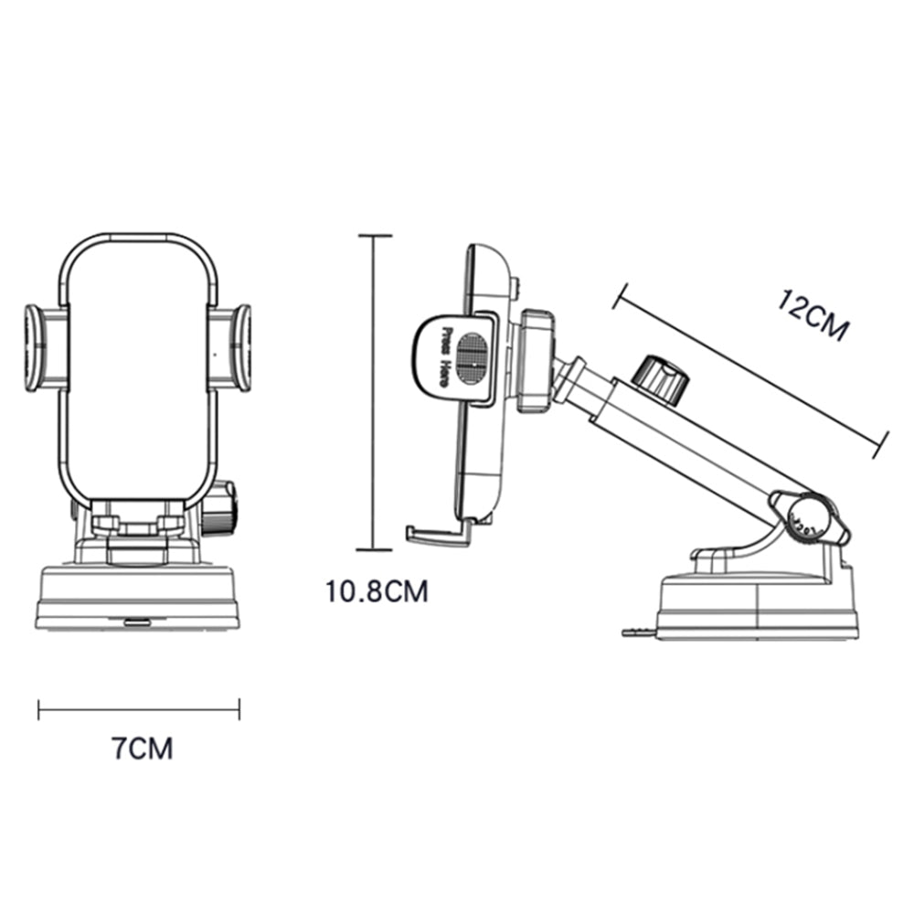 Yesido - Car Holder with Wireless Charging (C197) - for Windshield and Dashboard, 15W - Black