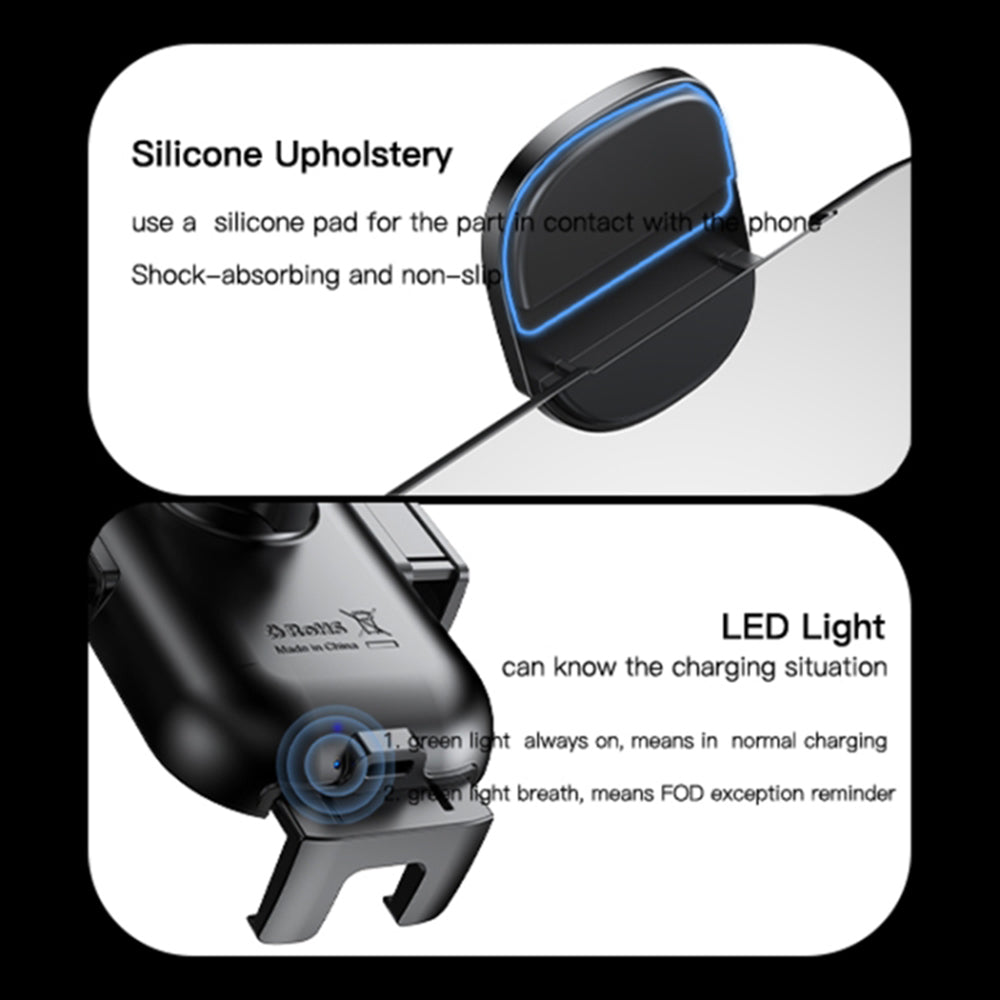 Yesido - Car Holder with Wireless Charging (C197) - for Windshield and Dashboard, 15W - Black