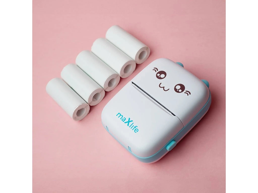 Maxlife Bluetooth thermal printer MXTP-100 pink - Παιδική ψηφιακή φωτογραφική μηχανή στιγμιαιας εκτύπωσης σε Μπλέ χρώμα