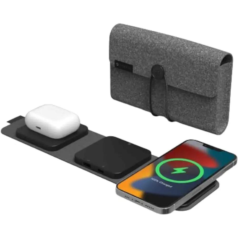 Mophie 2-in-1 Snap+ Travel Charger with Snap Adapter Μαγνητικός πολυφορτιστής ταξιδίου ισχύος 15W σε χρώμα μαύρο/γκρι – PhoneBazaar