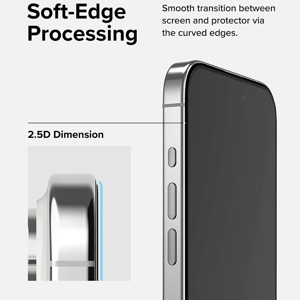 Ringke - Tempered Glass - iPhone 15 Pro - Black