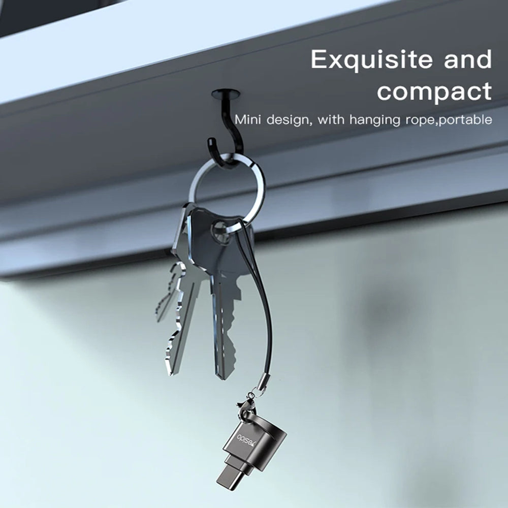 Yesido - Card Reader (GS19) - OTG Adapter, Type-C to TF Card - Grey