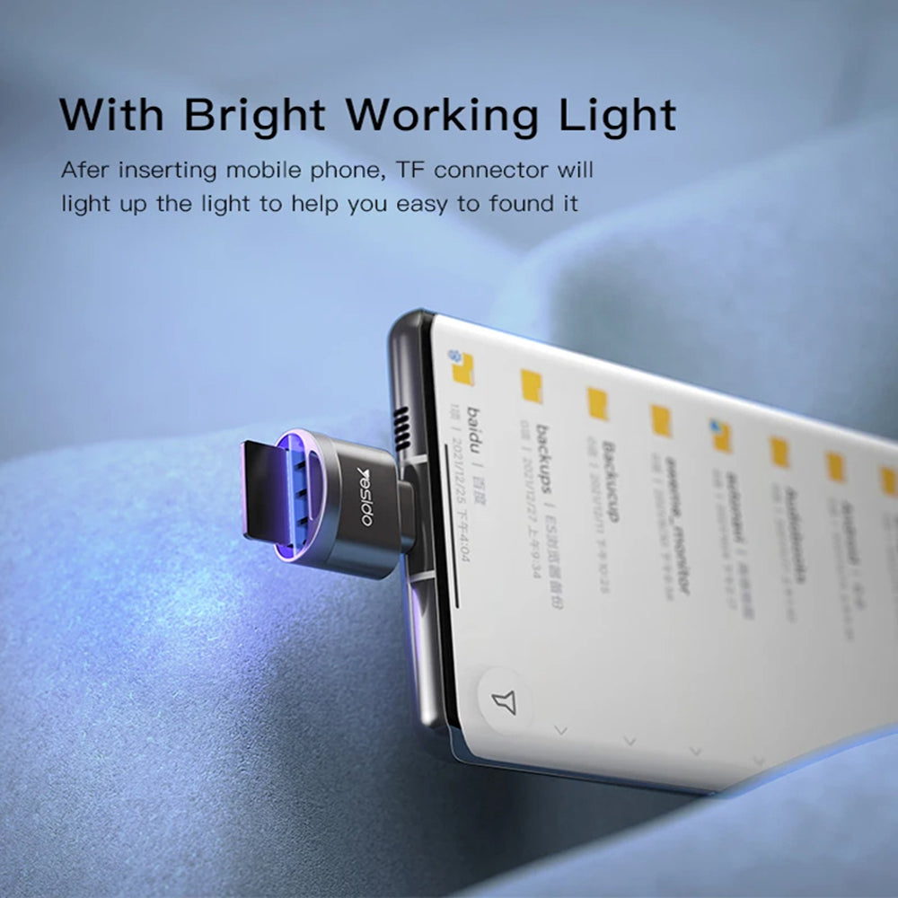 Yesido - Card Reader (GS19) - OTG Adapter, Type-C to TF Card - Grey