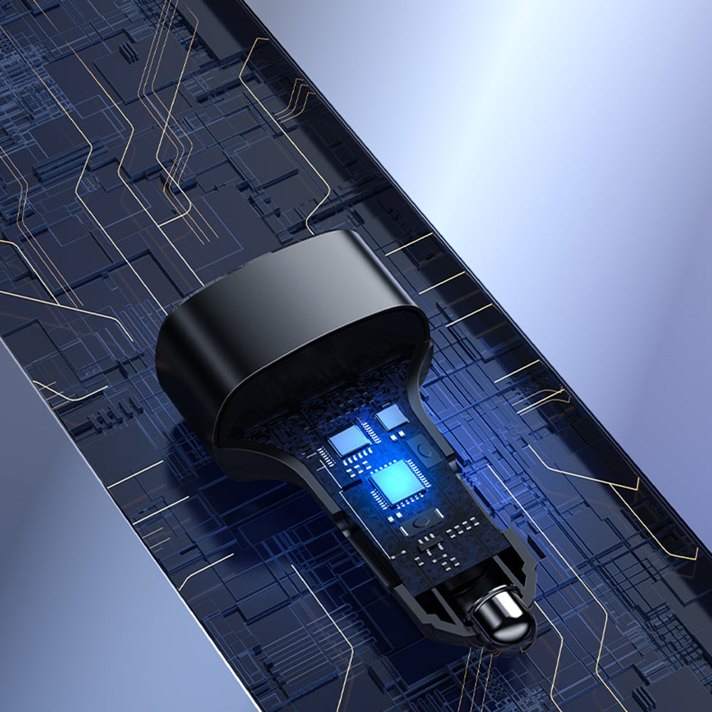 Yesido - Car Charger (Y47) - Dual USB, Type-C, Fast Charging, 49W, Aluminum Alloy - Black