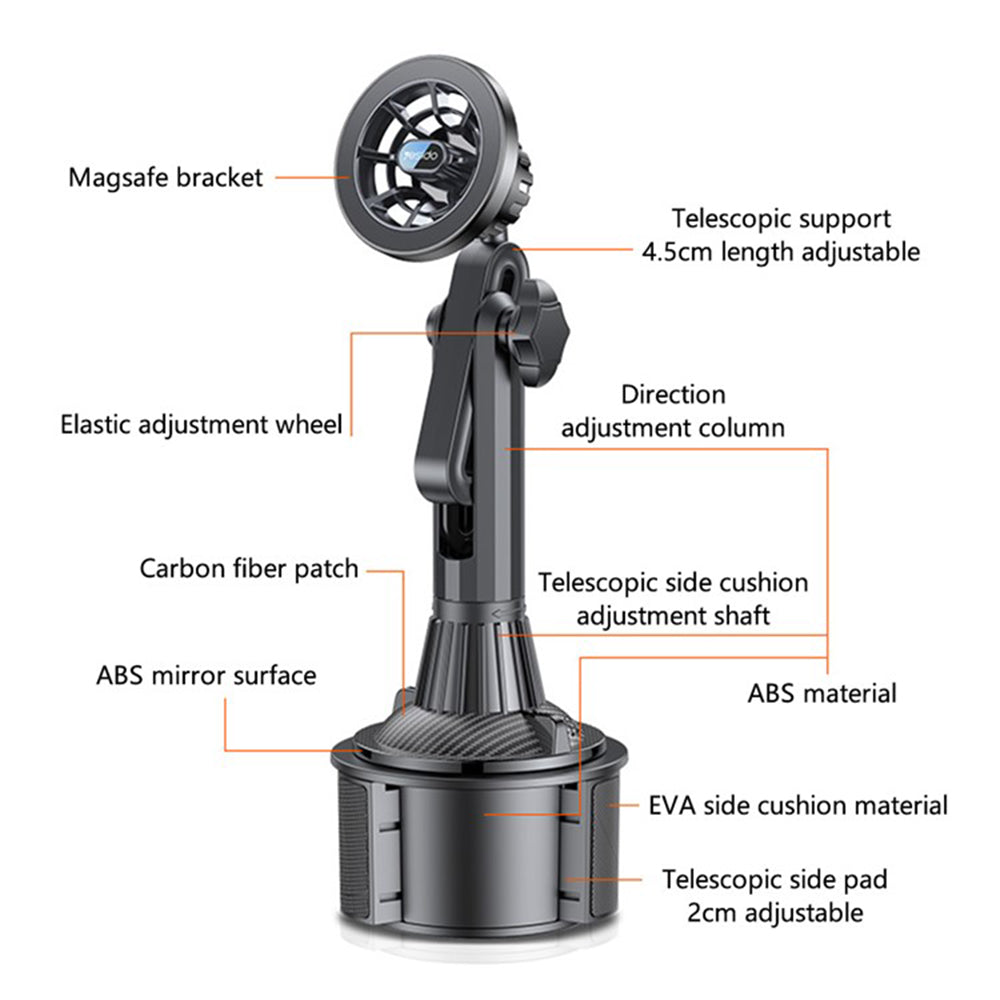 Yesido - Car Holder (C200) - MagSafe Compatible, for Cup Holder - Black