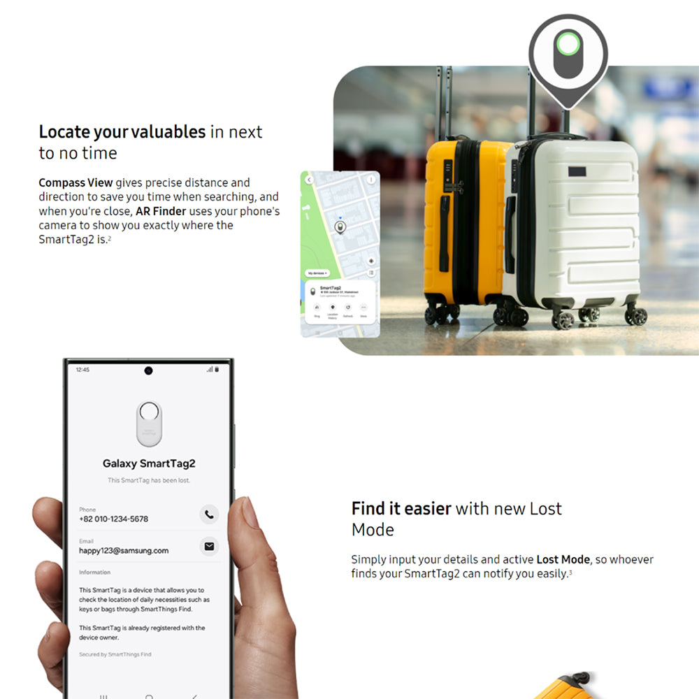 - Galaxy SmartTag2 (EI-T5600BWEGEU) - Bluetooth 5.3, Anti-Loss Device - White
